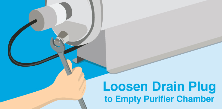 Loosen Drain Plug to Empty Purifier Chamber