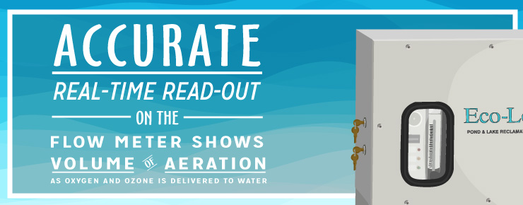 Accurate real-time read-out on the flow meter shows volume of aeration as oxygen and ozone is delivered to water