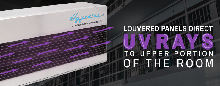 Louvered Panels Direct UV Rays To Upper Portion of The Room 